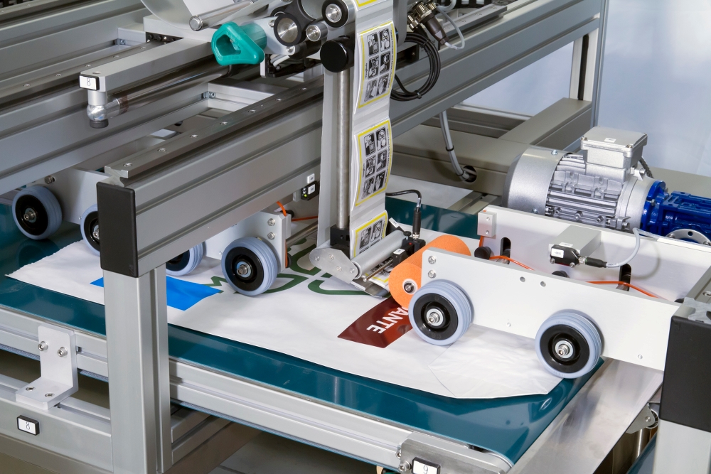 Automatisk påsætning af etiketter / labels på poser og sække